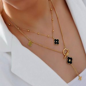 گردنبند استیل دو لاین طرح ونکلیف