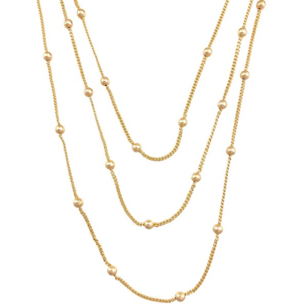 گردنبند استیل مدل 3 لاین توپی